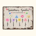 Aquarelle Personnalisée Naissance Fleur Jardin Vintage Enseigne en fer blanc Peinture murale décorative avec Nom Fête des Mères Cadeau d'Anniversaire 