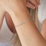 Bracciale doppio cuore Connect personalizzato con due pietre di nascita Mamma e figlia Gioielli Compleanno Festa della Mamma Regalo per Lei