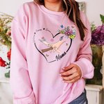 Personalizada de la mano del corazón Flor Diseño Camiseta Sudadera con Nombre Día de la Madre Cumpleaños Regalo para las mujeres