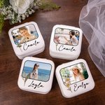 Boîte à Bijoux Portable Personnalisée avec Photo Fleur de Naissance et Nom Cadeau Anniversaire Mariage Enterrement de Vie de Jeune Fille pour Elle