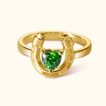 Bague personnalisée Lucky and Love Horseshoe avec pierre de coeur Birthday Mother's Day Gift for Her
