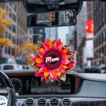 Personalized Acrylic Sunflower Leopard Car Hanging Ornament with 1-17 Names Birthday Mother's Day Gift for Mother Grandma