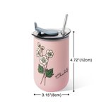 Personalizzato acquerello nascita nome fiore 12 oz isolato caffè Tumbler con cannuccia e coperchio Housewarming compleanno regalo di favore per le don