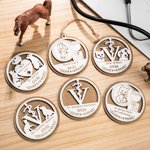 Personalized Veterinarian Caduceus 3D Carving Plaque Wooden Ornament with Text Birthday Gift for Vet Student Animal Doctor