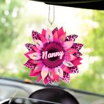 Personalized Acrylic Sunflower Leopard Car Hanging Ornament with 1-17 Names Birthday Mother's Day Gift for Mother Grandma