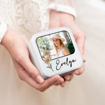 Boîte à Bijoux Portable Personnalisée avec Photo Fleur de Naissance et Nom Cadeau Anniversaire Mariage Enterrement de Vie de Jeune Fille pour Elle