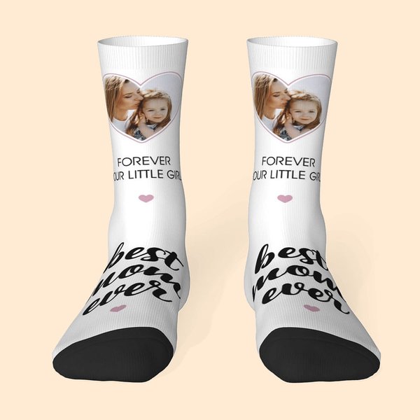 Chaussettes personnalisées Best Mom Ever Adult Heart Photo Socks Clothing Accessory Mother's Day Birthday Gift for Mom