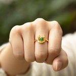 Bague personnalisée Lucky and Love Horseshoe avec pierre de coeur Birthday Mother's Day Gift for Her