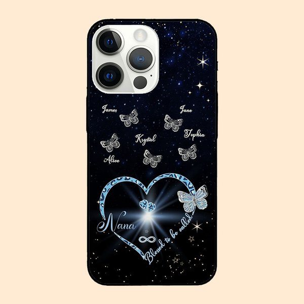 Gepersonaliseerd Sterrenhemel 1-6 Vlinders Hartpatroon dun telefoonhoesje met naam voor iPhone Moederdag Verjaardag Kerstcadeau voor mama Oma