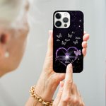 Personalizzato cielo stellato 1-6 farfalle cuore modello Custodia sottile con nome per iPhone Festa della mamma Compleanno regalo di Natale per la mamma nonna