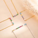 Collier de Famille Minimaliste Personnalisé avec 1-8 Pierres de Naissance Cadeau de Fête des Mères pour Elle