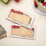 Porte-billet Personnalisé avec Nom Fleur de Naissance Texte Cadeau Fête des Mères pour Femme Enfant