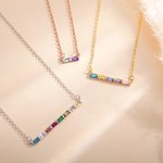 Collier de Famille Minimaliste Personnalisé avec 1-8 Pierres de Naissance Cadeau de Fête des Mères pour Elle