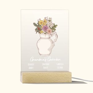Placca luminosa notturna in acrilico personalizzata con 1-12 nomi Regalo per la festa della mamma per la mamma e la nonna