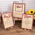 Personalised Wooden Mom Puzzle Sign with 1-6 Engraved Names Desk Decoration Mother's Day Gift for Her