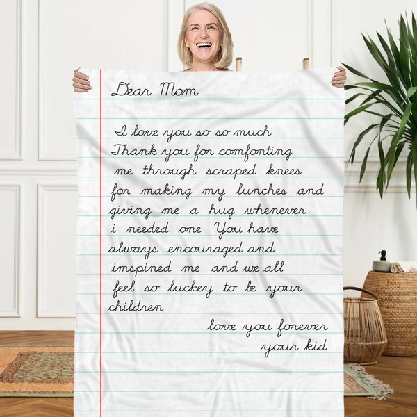 Couverture personnalisée I Love You So So Much Handwriting Love Letter Soft Blanket with Name Fête des mères Fête des pères Cadeau pour la famille