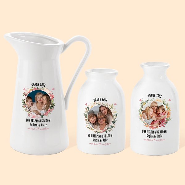 Personalisierte Geburt Blumen Ring Keramikvase mit Text und Foto Home Dekoration Muttertag Geschenk für sie