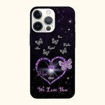 Personalisierte Sternenhimmel Herz Muster Telefon Fall mit Schmetterling und Name Muttertag Geburtstag Geschenk für Mama Oma