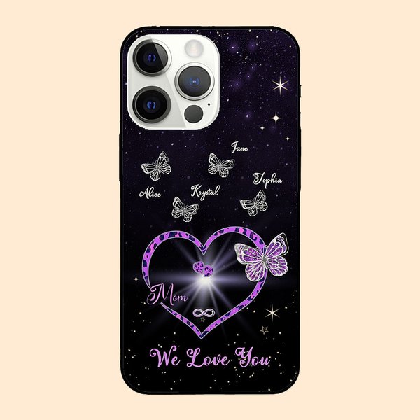 Coque de téléphone personnalisée avec papillon et nom Cadeau de fête des mères pour maman grand-mère
