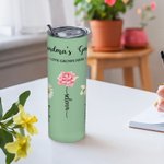 Personalized Grandma's Garden 1-13 Birth Flowers 20oz Straight Skinny Tumbler with Names Mother's Day Gift for Her
