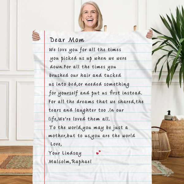 Personalized We Love You for All the Times Handwriting Love Letter Soft Blanket with Name Mother's Day Father's Day Gift for Family