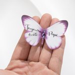 Broche Papillon en Soie Personnalisée avec Photo et Cristal Cadeau Mariage Fête pour Jeune Mariée ou Diplômée