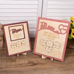 Personalised Wooden Mom Puzzle Sign with 1-6 Engraved Names Desk Decoration Mother's Day Gift for Her