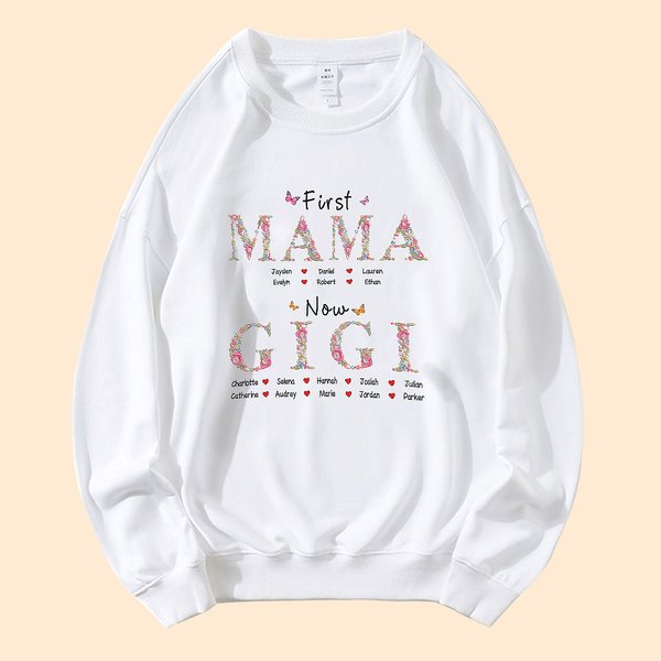 Sweat personnalisé en broderie florale avec les noms des enfants Anniversaire Fête des mères Cadeau pour grand-mère