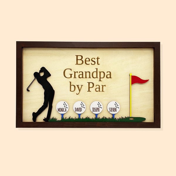 Personalizado Mejor Abuelo por Par Madera Golf Signo con Nombre Pared Decoración Día del Padre Cumpleaños Regalo para Hombres