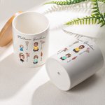 Personalisierte niedliche Cartoon Figur Geburt Blume Keramik Pflanzentopf mit 1-4 Namen und Bambus Basis Muttertag Geburtstag Geschenk für Oma Mom