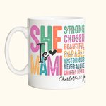 Gepersonaliseerde She is Beautiful Keramische Mok met 1-16 Kindernamen Moederdagcadeau voor Mama Oma