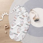 Gepersonaliseerde gebloemde schattige olifant 100% katoenen slaapzak en muts met naam Moederdag Verjaardag Baby Shower Gift voor baby