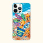 Custodia personalizzata per iPhone con nomi per i compagni di spiaggia della nonna, regalo per la famiglia in occasione della festa della mamma.