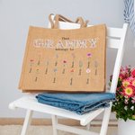 Gepersonaliseerde This Grandma Mom Belongs To Jute Draagtas met 1-16 Geboortebloemen en Namen Moederdagcadeau voor haar