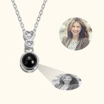Collier Double Coeur en Argent Sterling Personnalisé avec Projection de Photo et Je t'aime en 100 Langues Cadeau Anniversaire pour Femme