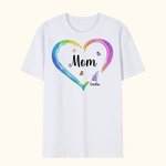 T-Shirt de Coeur Papillon et Fleur Personnalisé avec Nom Cadeau d'Anniversaire Fête des Mères Fête des Pères pour la Famille