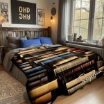 Coperta morbida con nome e cognome per biblioteca di design retrò personalizzata, regalo di compleanno per gli amanti dei libri