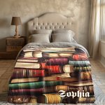 Coperta morbida con nome e cognome per biblioteca di design retrò personalizzata, regalo di compleanno per gli amanti dei libri