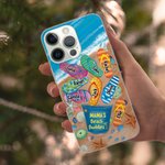 Custodia personalizzata per iPhone con nomi per i compagni di spiaggia della nonna, regalo per la famiglia in occasione della festa della mamma.