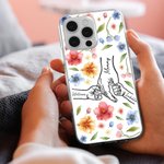 Personalisierte Holding Hands Aquarell Blume schwarz Telefon Fall für iPhone Muttertag Geburtstag Geschenk für sie