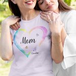 T-Shirt de Coeur Papillon et Fleur Personnalisé avec Nom Cadeau d'Anniversaire Fête des Mères Fête des Pères pour la Famille