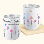 Gobelet Étanche Personnalisé avec 1-14 Fleurs de Naissance et Noms Cadeau Anniversaire pour Femme