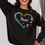 Personalized Birth Flower Heart Sweatshirt with Name Mother's Day Father's Day Birthday Gift for Family