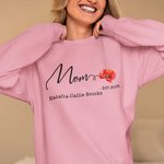 Gepersonaliseerd Multicolor Geboortebloem T-shirt Sweatshirt met Namen en Jaar Moederdag Cadeau voor Mama Oma