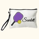 Personalized Multicolour Pickleball Linen Cosmetic Makeup Bag with Name and Wrist Strap Birthday Team Gift for Pickleball Player Lover