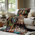 Coperta morbida con nome e cognome per biblioteca di design retrò personalizzata, regalo di compleanno per gli amanti dei libri