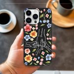 Personalisierte Holding Hands Aquarell Blume schwarz Telefon Fall für iPhone Muttertag Geburtstag Geschenk für sie