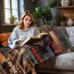 Coperta morbida con nome e cognome per biblioteca di design retrò personalizzata, regalo di compleanno per gli amanti dei libri