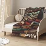 Coperta morbida con nome e cognome per biblioteca di design retrò personalizzata, regalo di compleanno per gli amanti dei libri