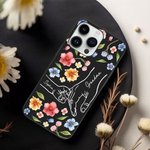 Personalisierte Holding Hands Aquarell Blume schwarz Telefon Fall für iPhone Muttertag Geburtstag Geschenk für sie